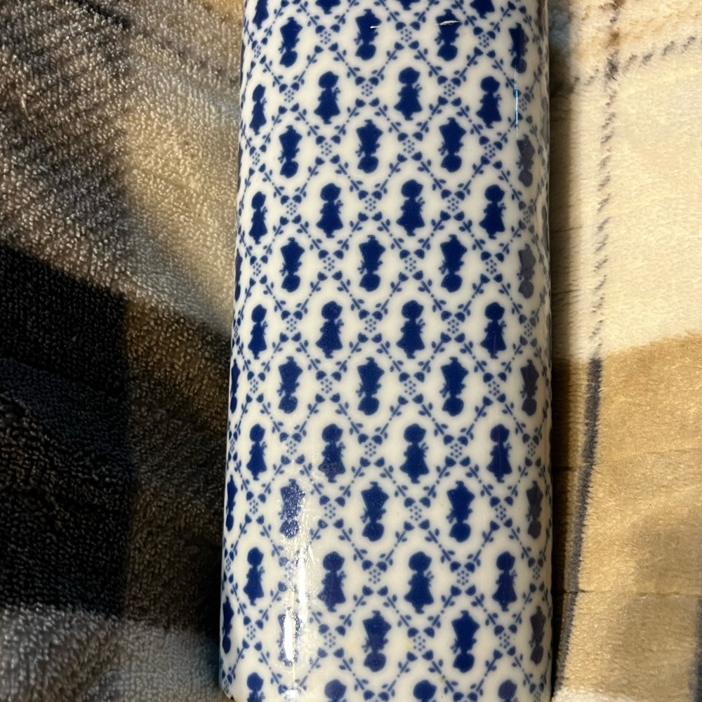 Holly Hobbie Blue and White Patterned Vase